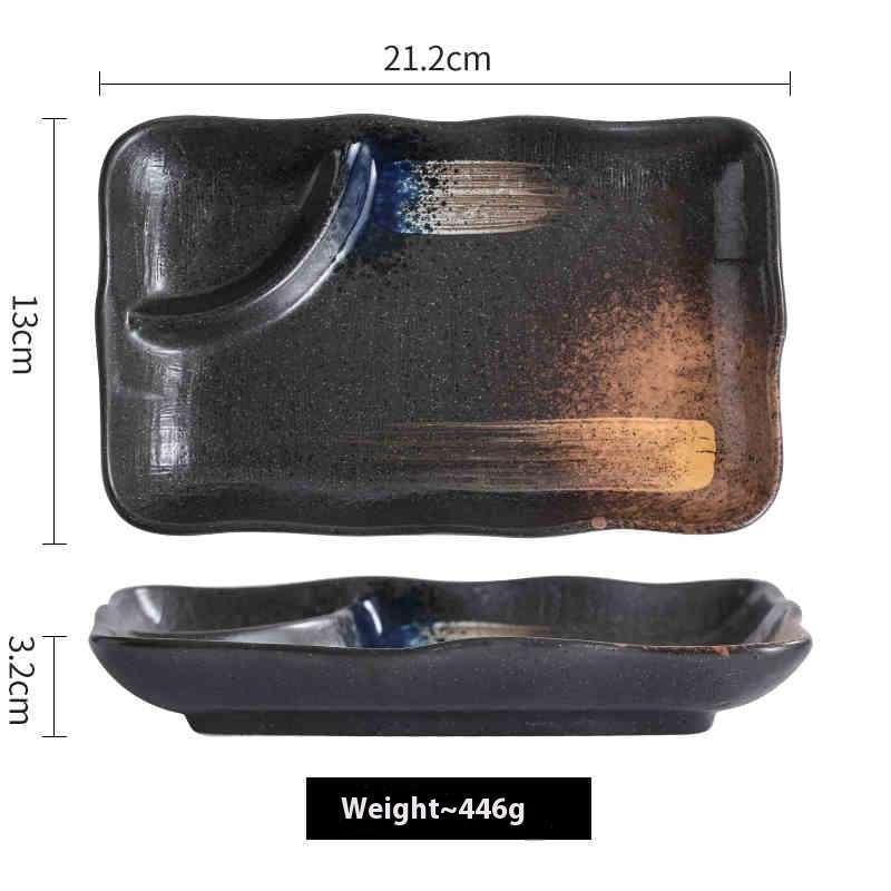 Compartments Plate Household Separated Ceramic Dinner Plate