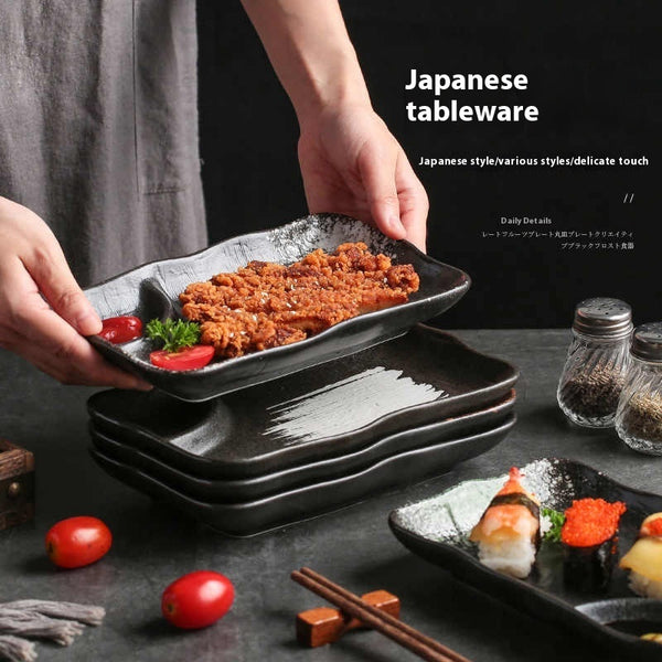 Compartments Plate Household Separated Ceramic Dinner Plate