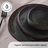 Streamline Cupid for 12 Person Dinnerware Set, 59 Piece- Black