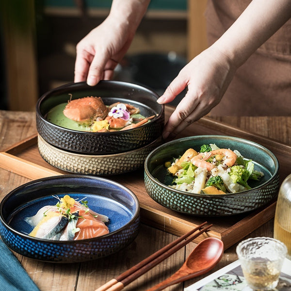 Japanese Ceramic Round Deep Plates Dinner Plate