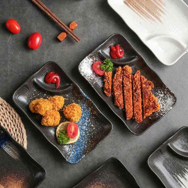 Compartments Plate Household Separated Ceramic Dinner Plate